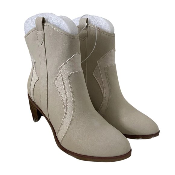 MIA Ivory Cowboy Bootie with Block Heel US Women Size 8 - Picture 5 of 5